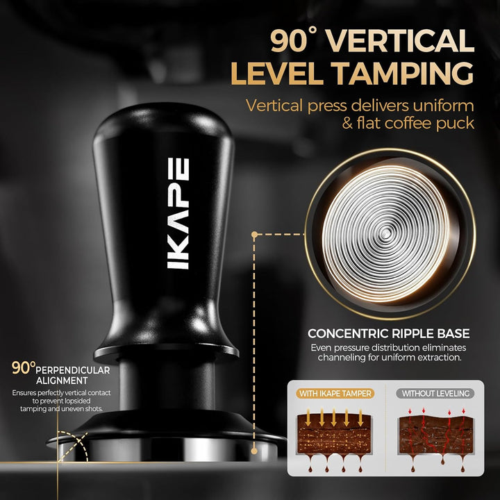 IKAPE 58.35mm Espresso Tamper, Premium Barista Kaffee Tamper mit kalibrierter Feder belastet, 100% E