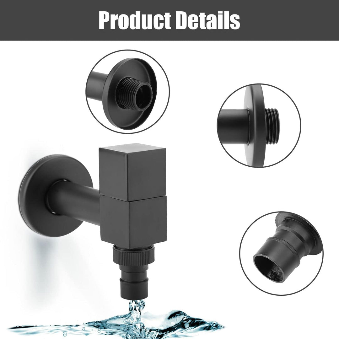 Wasserhahn Schwarz G1/2 Thread Mopp Pool Messing Quadrat Wandmontage Wäsche Kaltwasser Waschbecken W