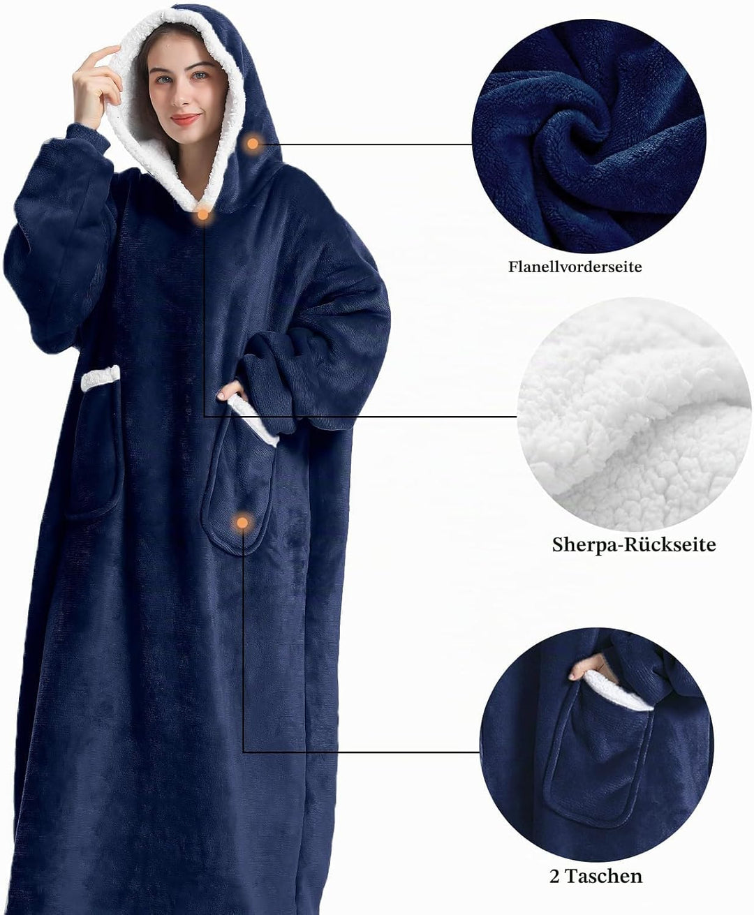 Emwwat Extra Lange Hoodie Decke, Übergrosse Sherpa Hoodie Decke für Damen und Herren, tragbare Decke