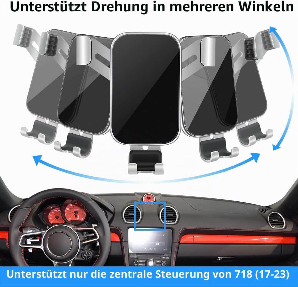 LUNQIN Kfz-Handyhalterung für 2017–2023 Porsche 718 Boxster Cayman Big Phones mit Hülle Auto Zubehör