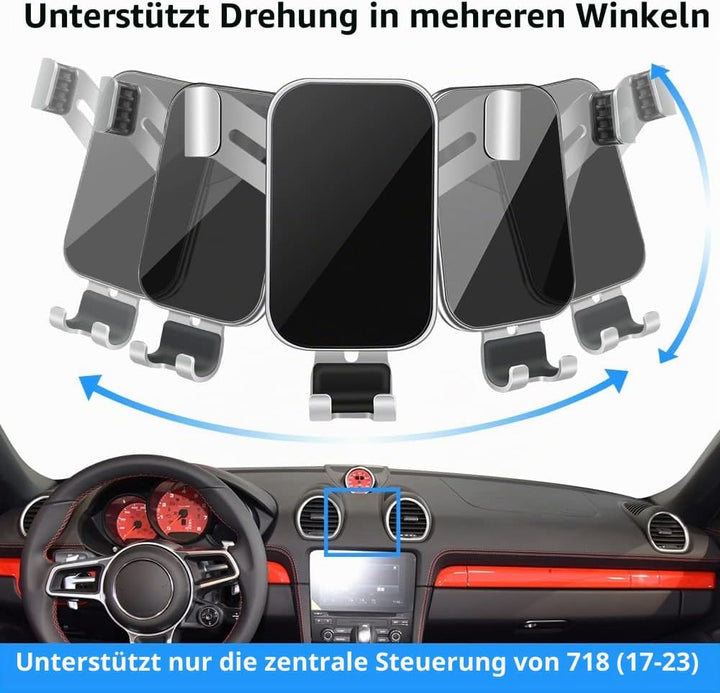 LUNQIN Kfz-Handyhalterung für 2017–2023 Porsche 718 Boxster Cayman Big Phones mit Hülle Auto Zubehör