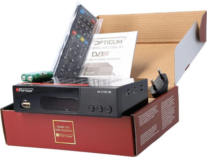 RED OPTICUM AX C100 HD Kabelreceiver mit PVR-Aufnahmefunktion I Digitaler Kabel-Receiver HD - EPG -