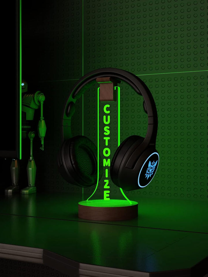 YuanDian personalisierte Licht bis Kopfhörer Stand für Schreibtisch, Gaming Headset Holzhalter RGB m