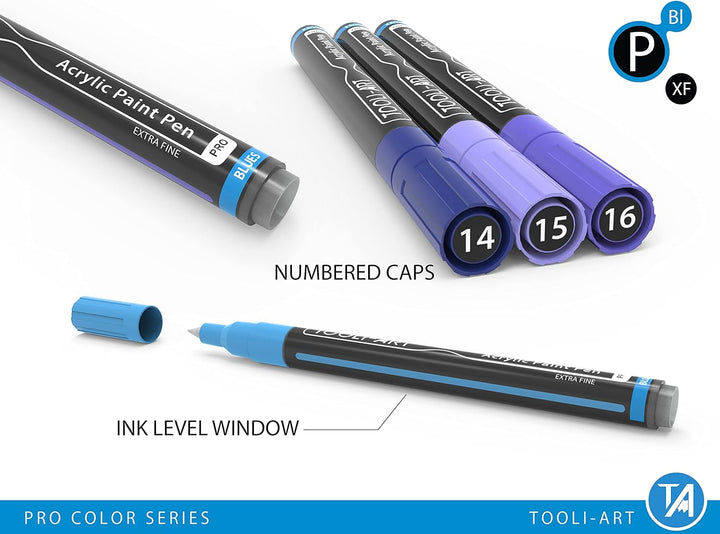22 acrylstifte, Blau Und Lila, Pro Color Series Marker, 0,7 mm, Extra Feine Spitze Für Steinmalerei,