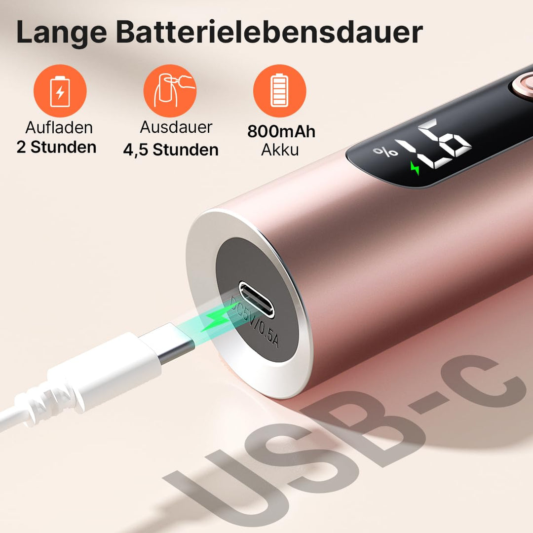 TOUCHBeauty Elektrische Nagelfeile Set Kabellos-Nagelfräser Nail Drill mit 5 Geschwindigkeiten, LCD-