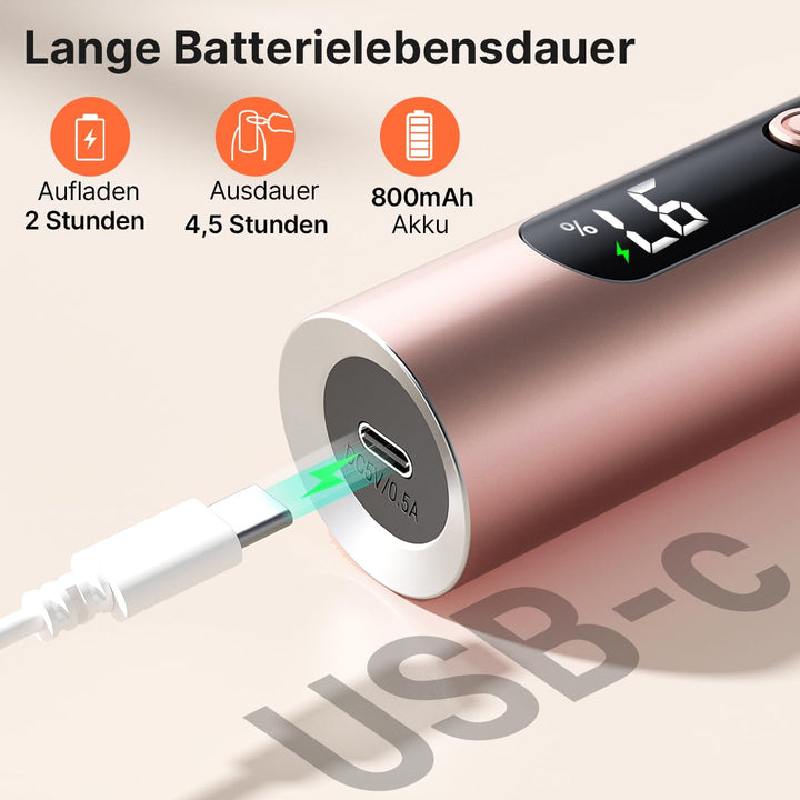 TOUCHBeauty Elektrische Nagelfeile Set Kabellos-Nagelfräser Nail Drill mit 5 Geschwindigkeiten, LCD-