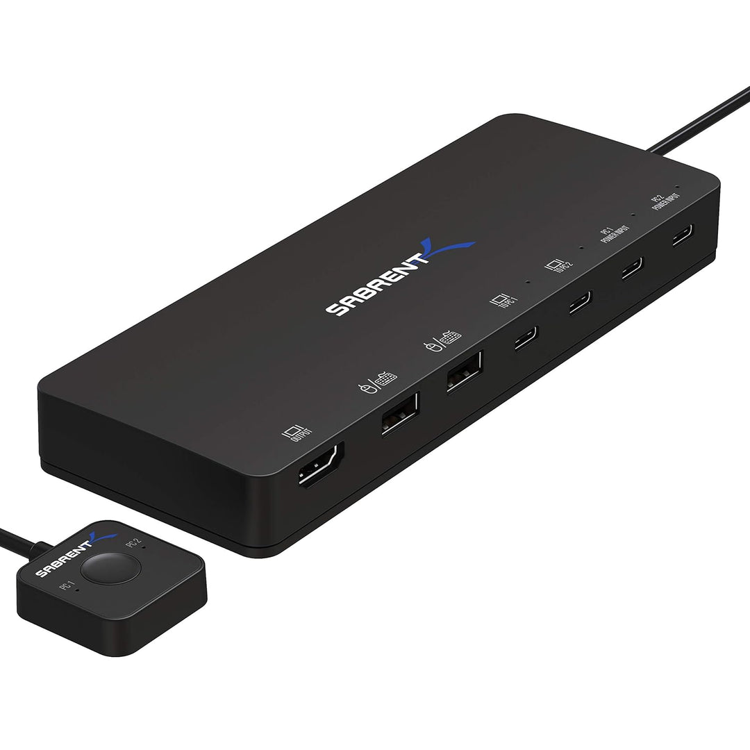 Sabrent 2-Port-USB-KVM-Switch Typ C mit 60-Watt-Stromversorgungsoption (USB-KCPD) USB, 1 HDMI OUT