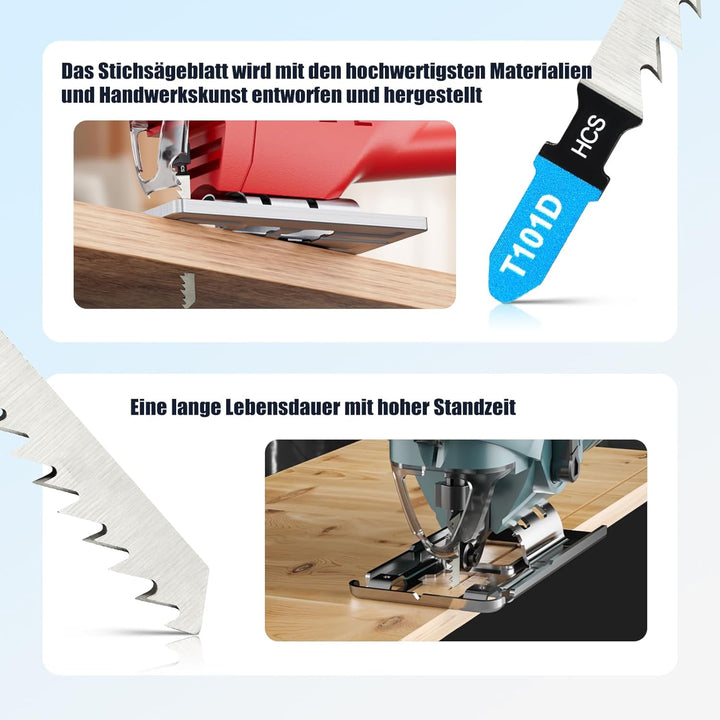 100tlgT101D Stichsägeblätter ，T-Schaft Stichsägeblatt Set mit Aufbewahrungskoffer für Holz ，sägeblät