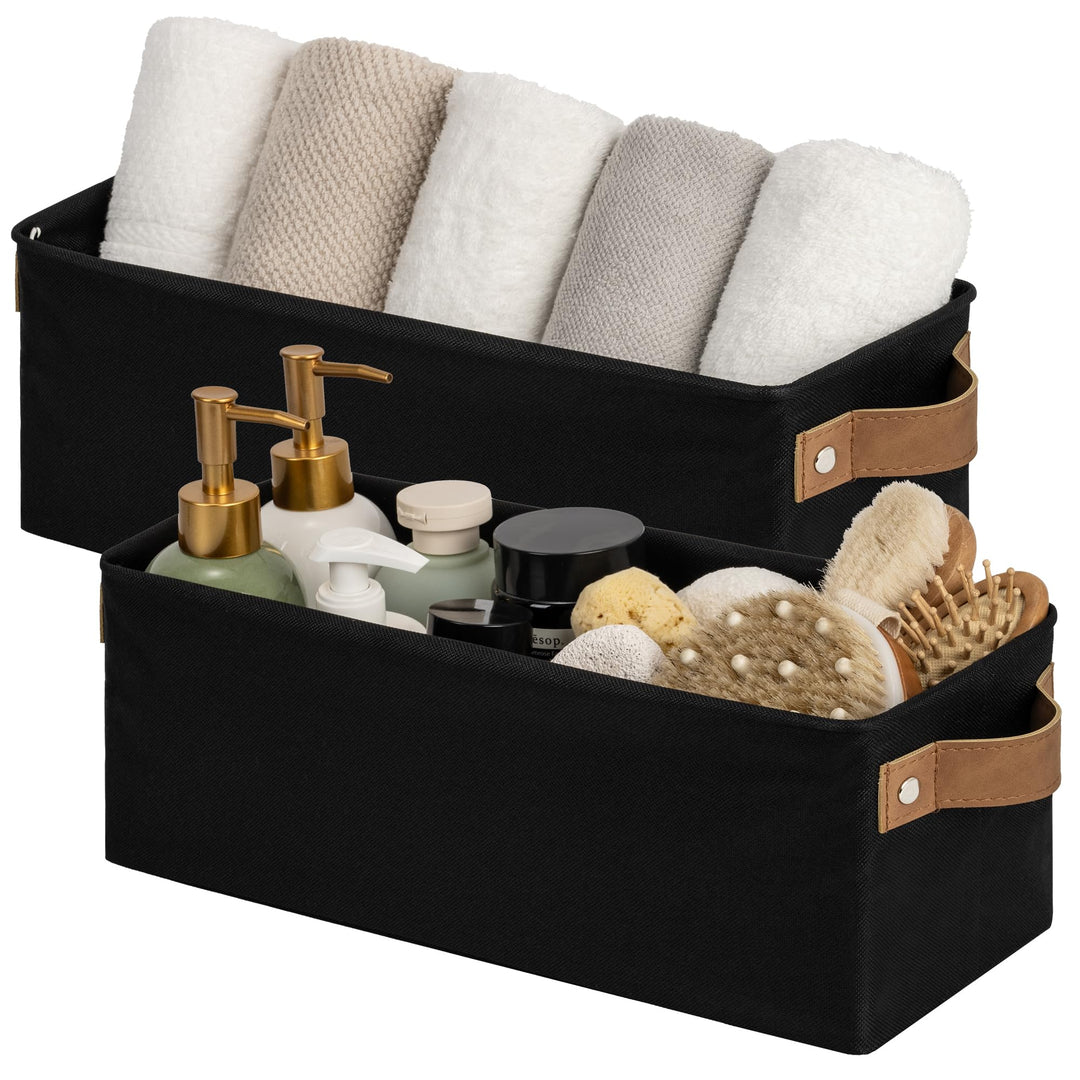 StorageWorks schmaler Aufbewahrungskorb Stoff, faltbarer Badezimmer Organizer zum Ordnen, lange Aufb