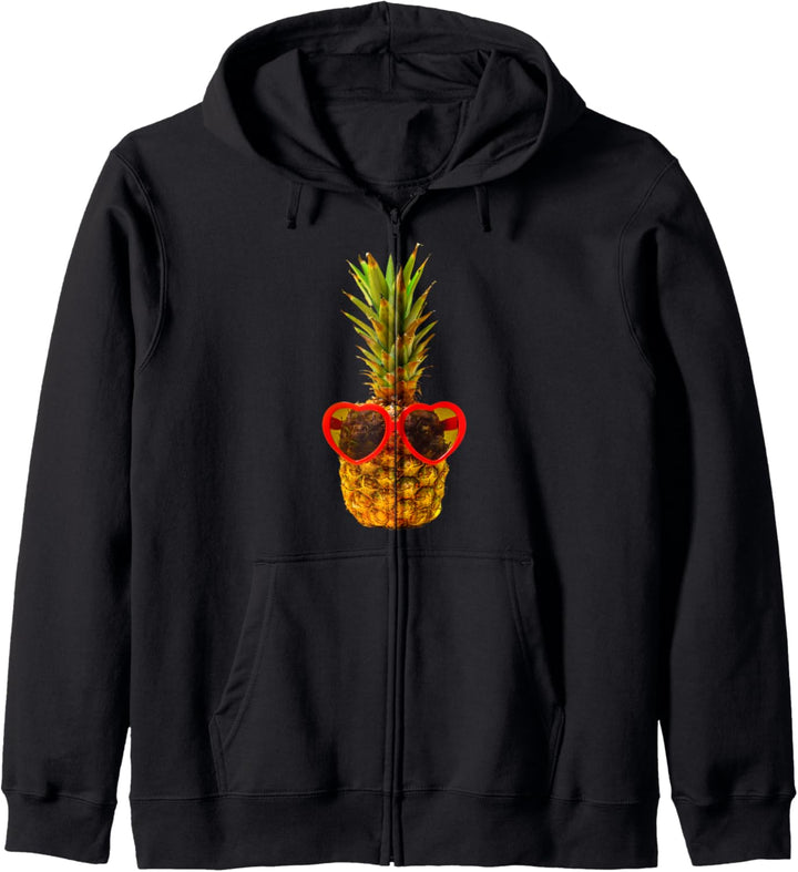 Ananas mit Herz Sonnenbrille Sommer Aloha Kapuzenjacke