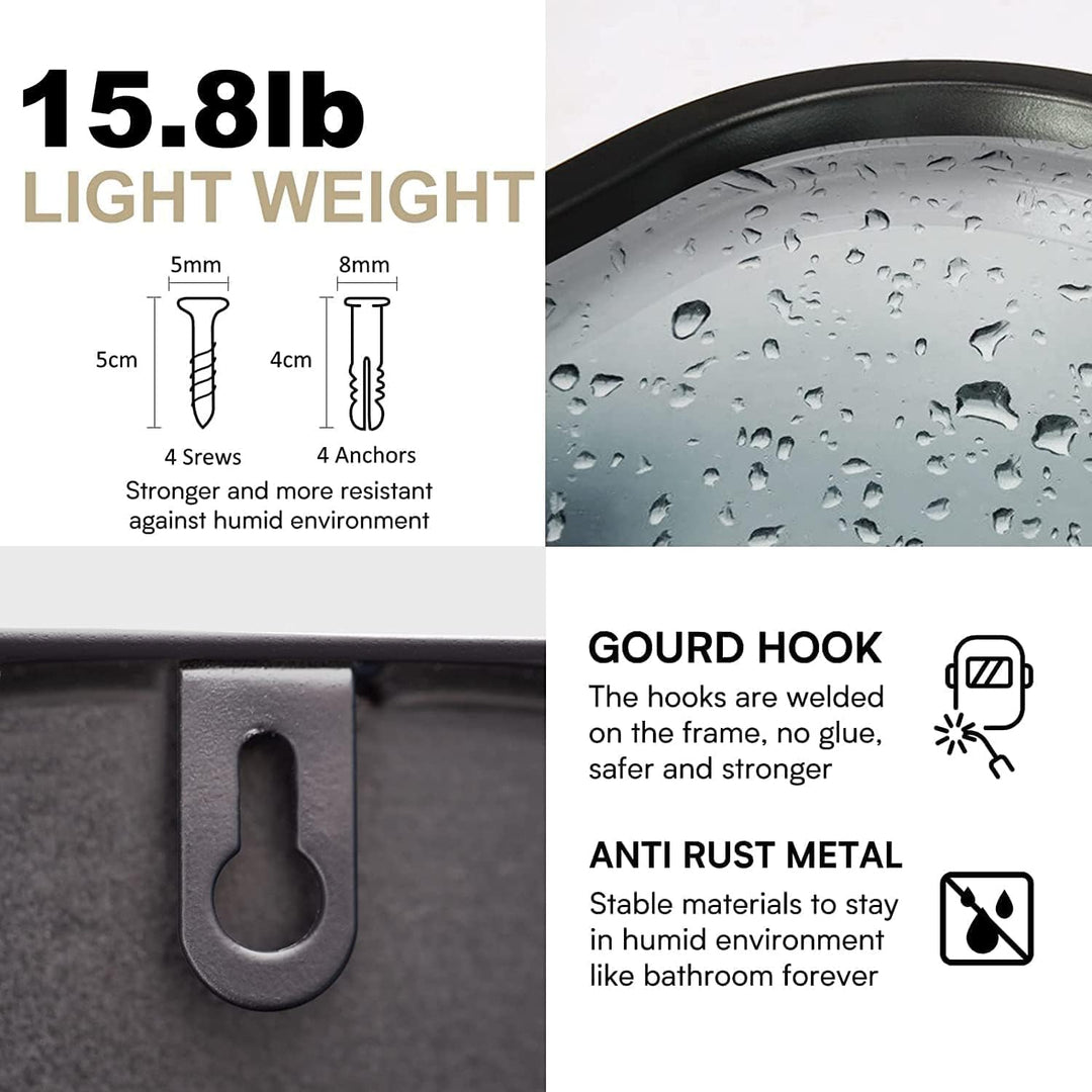 Wandspiegel tiefer Metallrahmen,60 cm runder Rahmen, zeitgenössisch, gebürstetes Glasscheibe tiefes