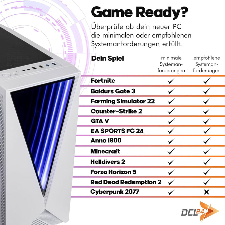 dcl24 AMD Gamer PC Ryzen 5 5500, RTX5060Ti 8GB - 500GB SSD, 16GB DDR4, Gaming mit 6x4.2 GHz, High En