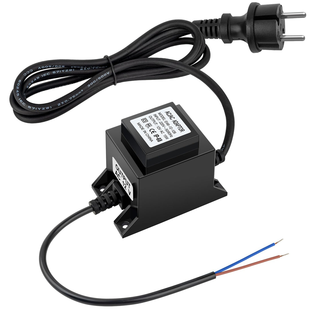 Karyoosi LED Trafo 12V Netzteil AC/AC 15W, Aussen Stecker Netzteil Transformator IP68 für LED-Beleuc