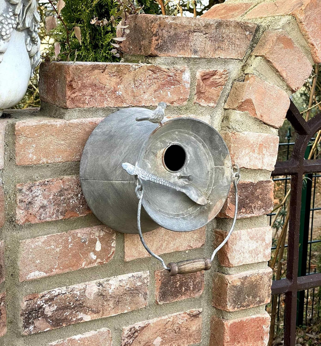DanDiBo Vogelhaus zum Aufhängen Metall Deko Pott Eimer wetterfest 481997 Nistkasten Futterstation fü