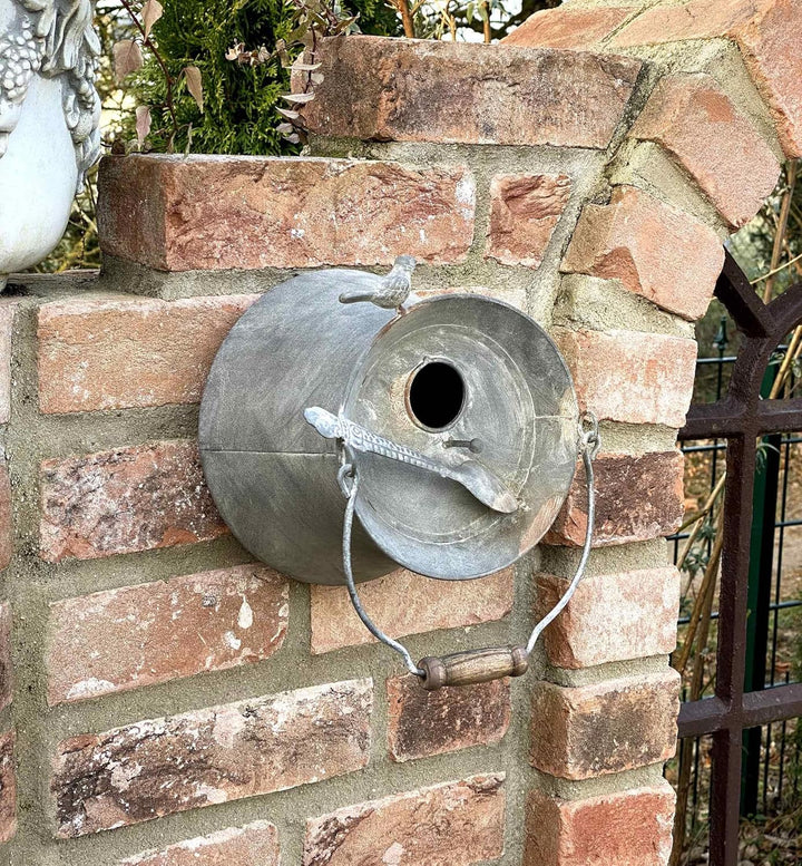 DanDiBo Vogelhaus zum Aufhängen Metall Deko Pott Eimer wetterfest 481997 Nistkasten Futterstation fü