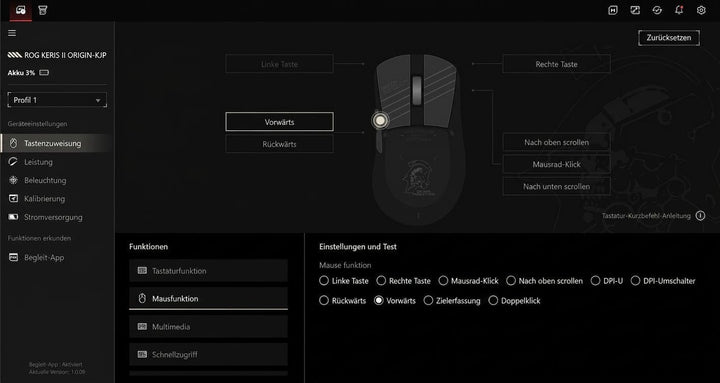 ASUS ROG Keris II Origin Wireless RGB Gaming-Maus (ergonomisch, FPS Esport 65g leicht, ROG AimPoint