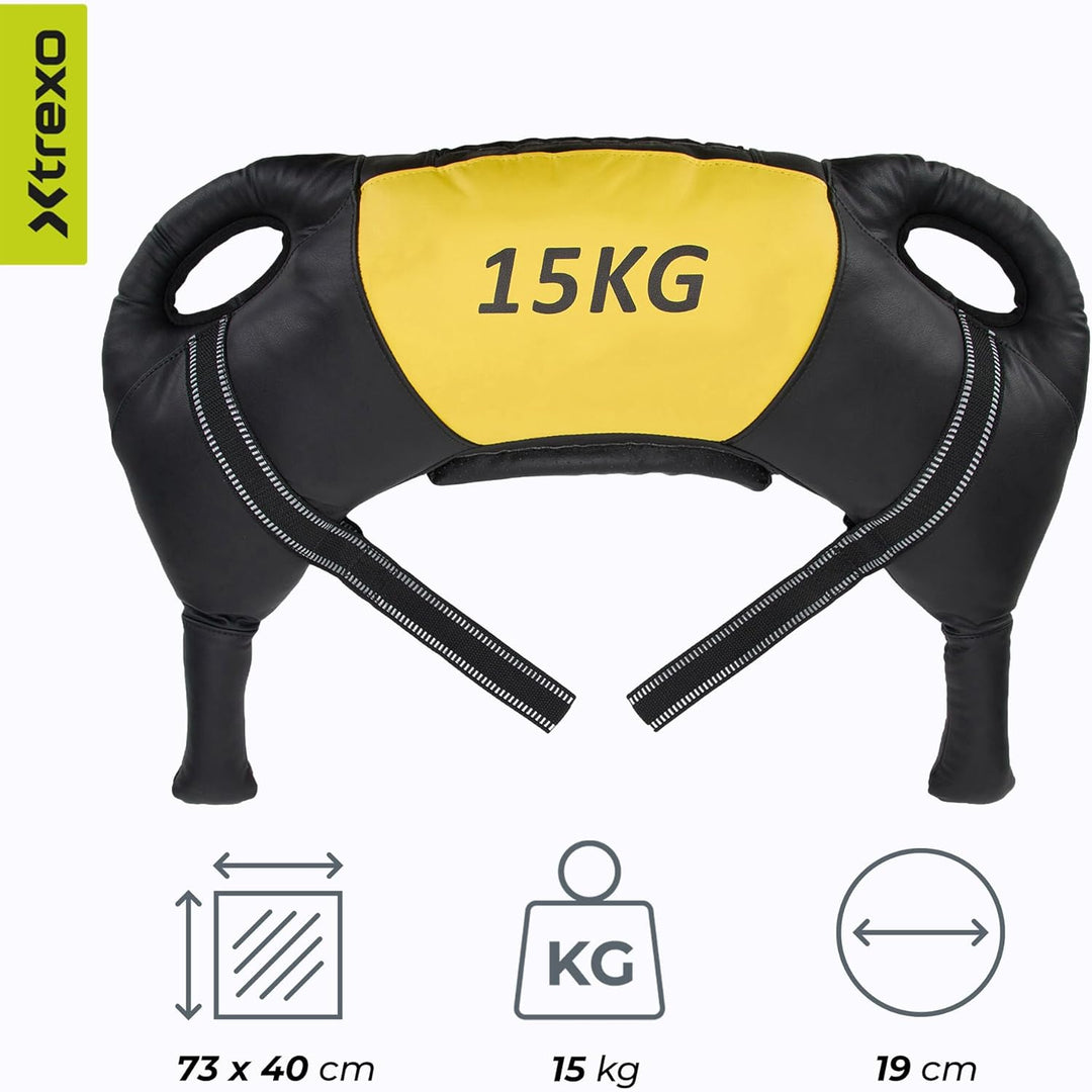 TREXO Bulgarian Exercise Bag 15 kg Krafttraining Fitness Ausdauer Perfekt für Zuhause und Fitnessstu