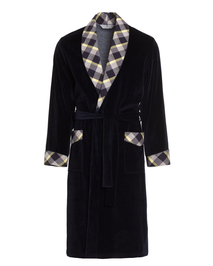 Revise Vasco RE-104 Herren Bademantel - Morgenmantel – 80% Baumwolle Ganzjahres-Bademantel S Dunkelb