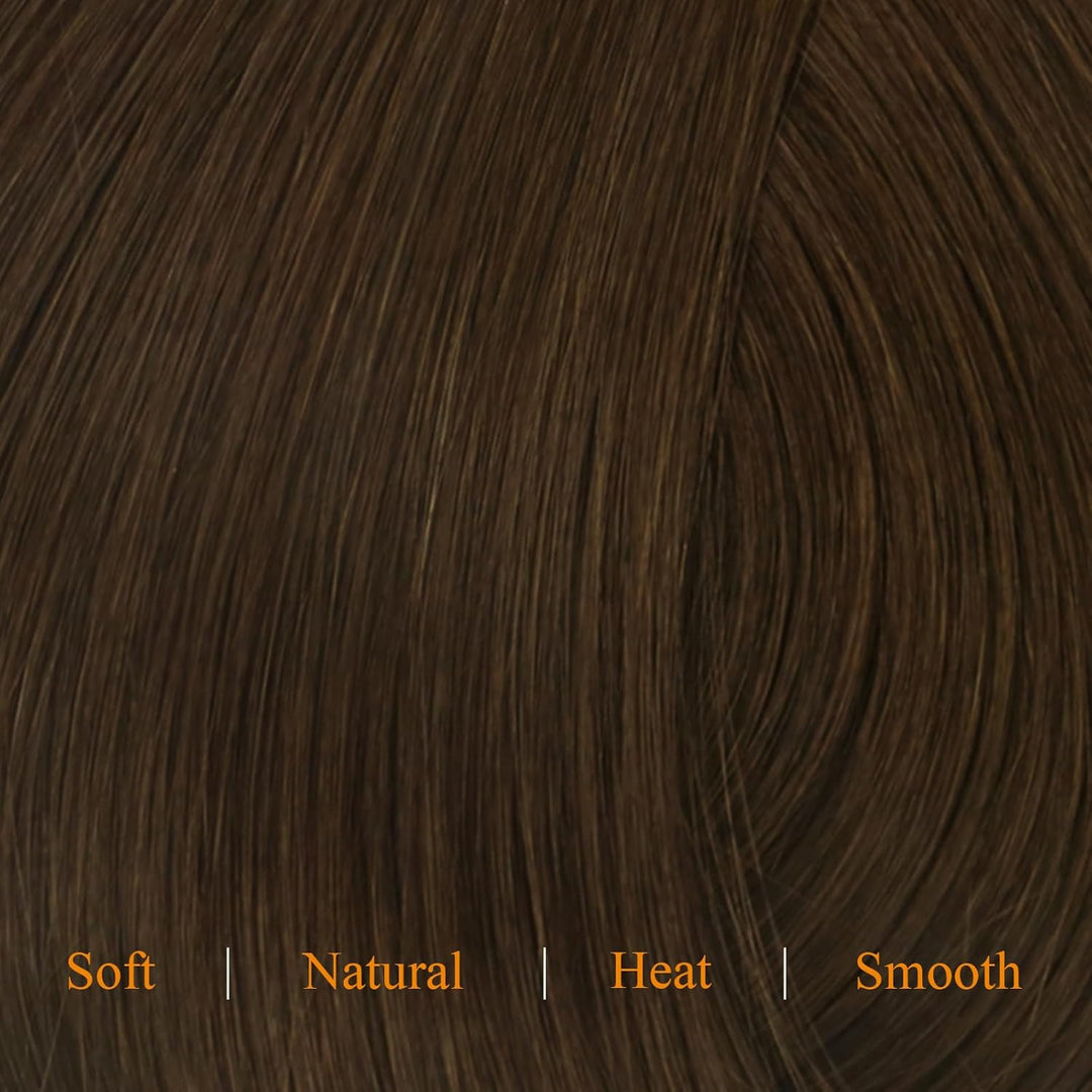 Extension Echthaar Clip in Braun Haarverlangerung Clip in Echthaar Doppelt Tressen Clip Extensions E