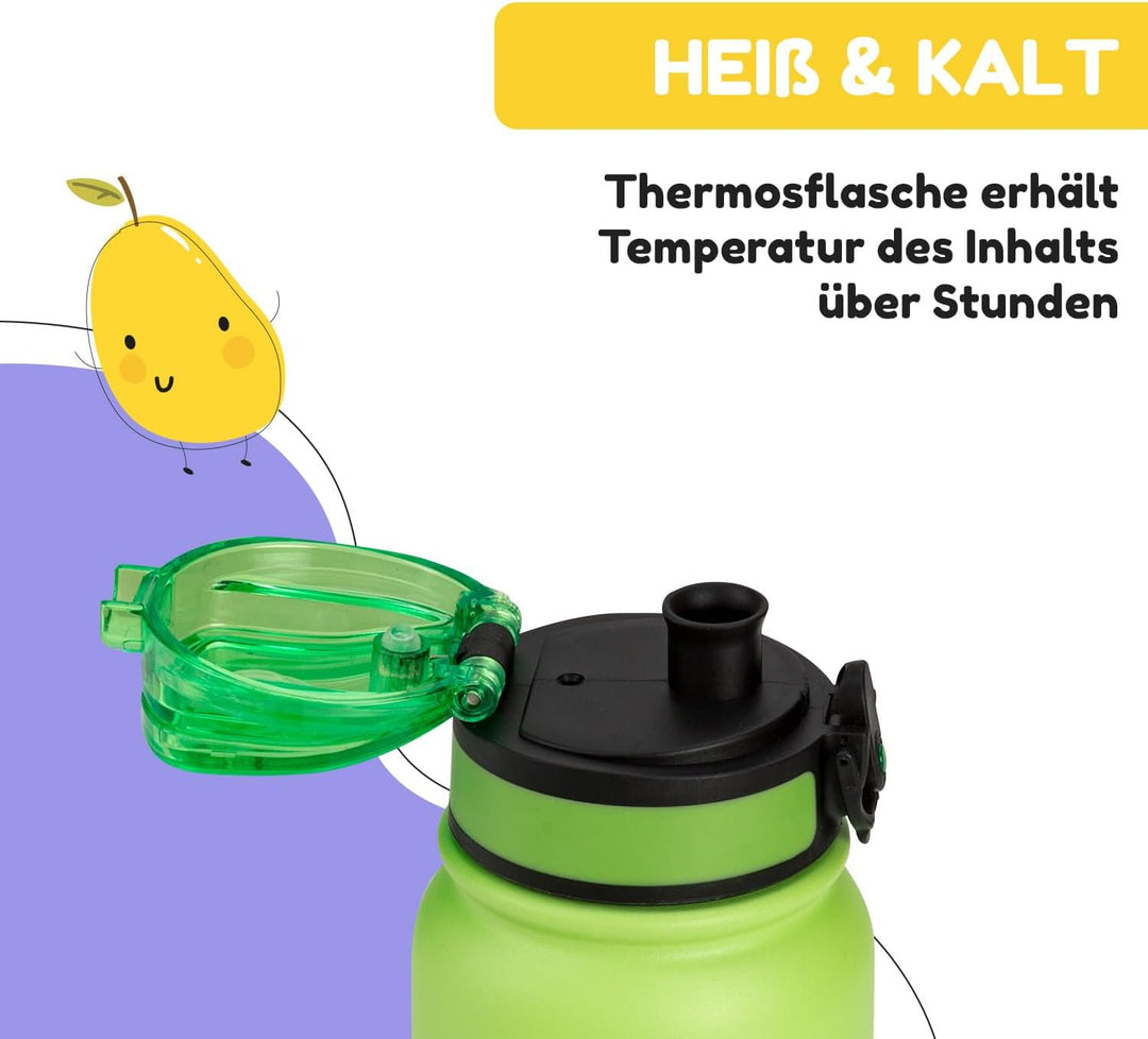 schmatzfatz Thermosflasche, Trinkflasche Kinder Auslaufsicher, 550ml Edelstahl-Trinkflasche Thermo f