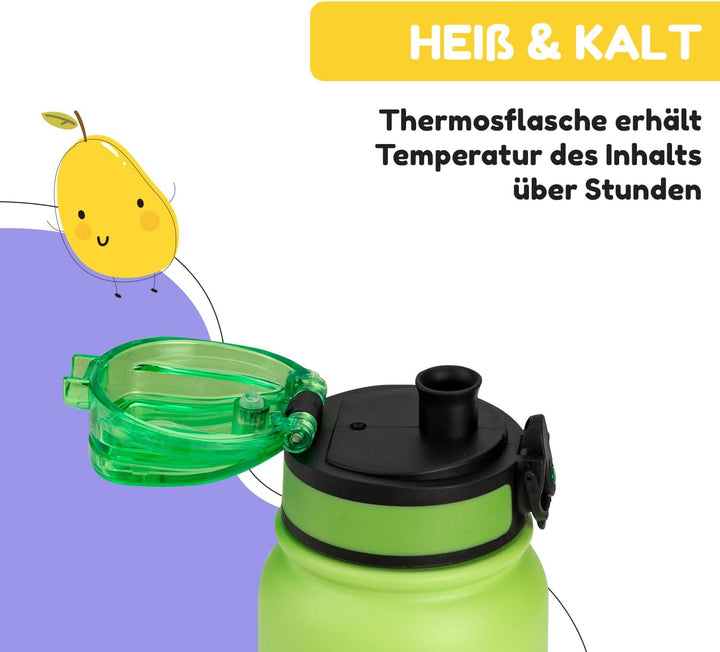 schmatzfatz Thermosflasche, Trinkflasche Kinder Auslaufsicher, 550ml Edelstahl-Trinkflasche Thermo f