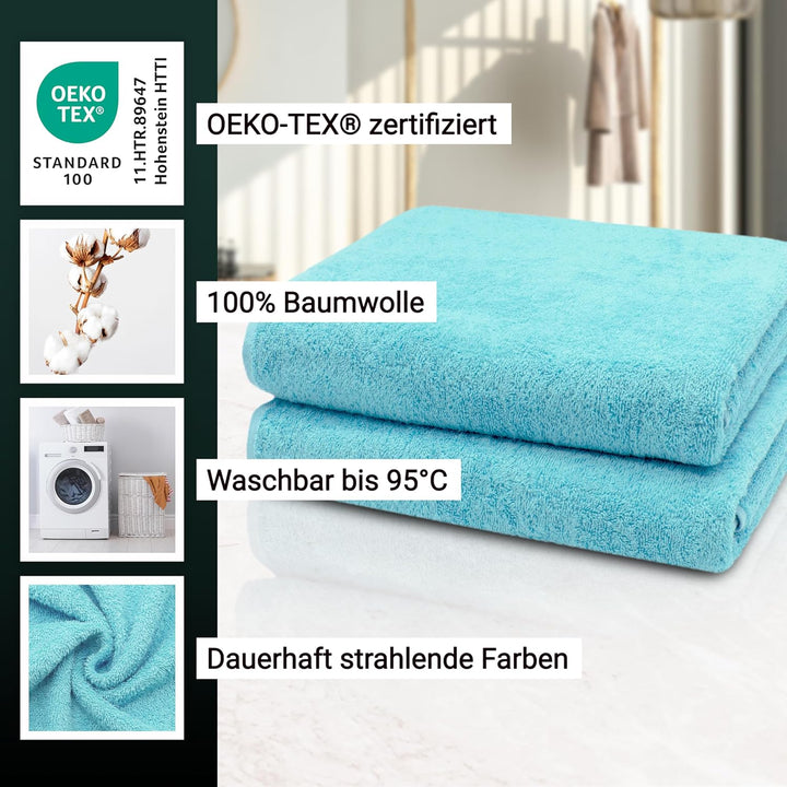 ZOLLNER 2er Set Badetücher - weiche und saugstarke Duschtücher - waschbar bis 95°C - Baumwolle - 100