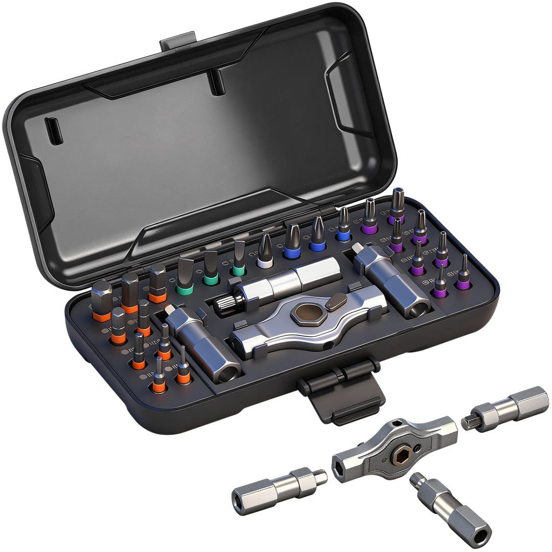 24-in-1 Ratschenschraubendreher Set – Magnetic Screwdriver Set mit S2-Bits, Abnehmbarer T-Ratschengr