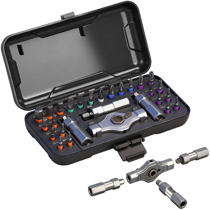 24-in-1 Ratschenschraubendreher Set – Magnetic Screwdriver Set mit S2-Bits, Abnehmbarer T-Ratschengr