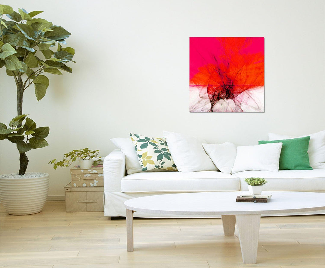 Paul Sinus Art Seitenwechsel - Abstrakt311_60x60cm Bild auf Leinwand weiss rot pink Abstraktes Motiv