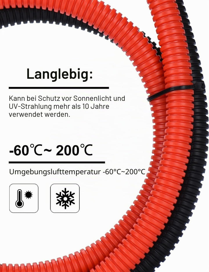 DIHOOL batteriekabel 25mm2 m8 100cm 4 AWG Silikonkabel Wellrohr Kabelrohr Weich und Flexibel Hitzebe