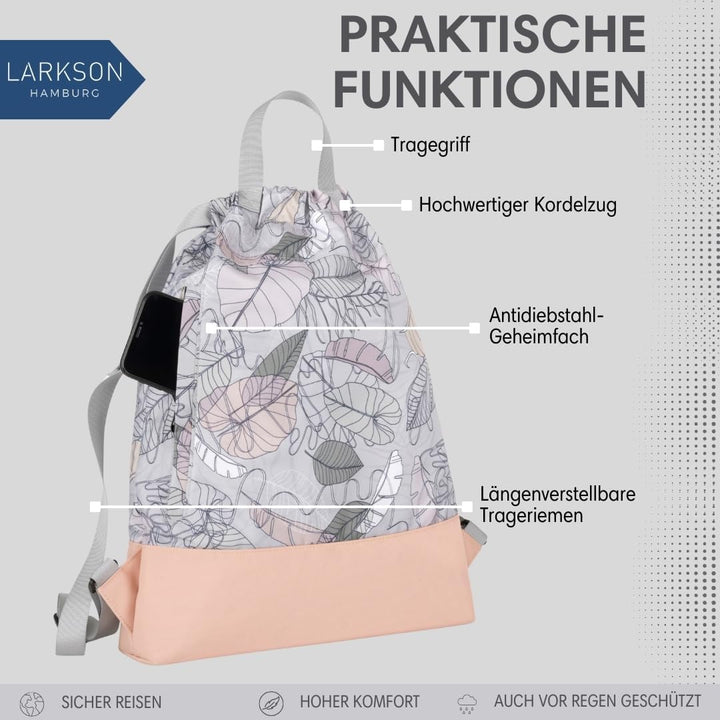 LARKSON Turnbeutel Damen &amp; Herren Muster - No 7 - Rucksack Damen für Sport und Festival - Beutel Ruc
