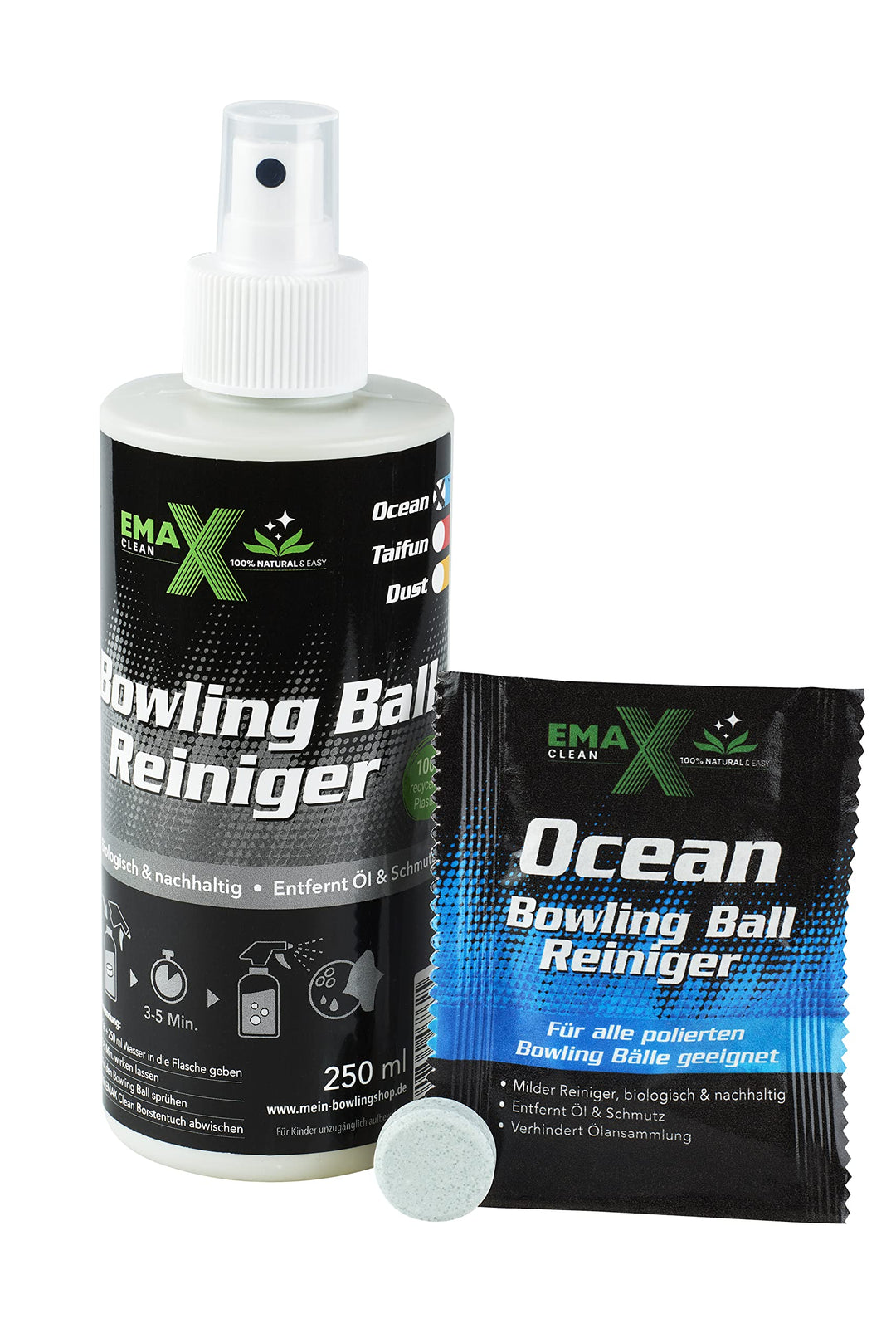 EMAX CLEAN Ocean | Bowling-Ball-Reiniger für polierte Bälle | Effektive Reinigung von Bowling-Kugeln
