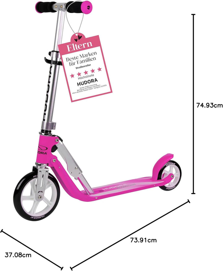 HUDORA Little BigWheel Scooter - Sicherer Aluminium-Roller für Kinder ab 3 Jahren - Höhenverstellbar