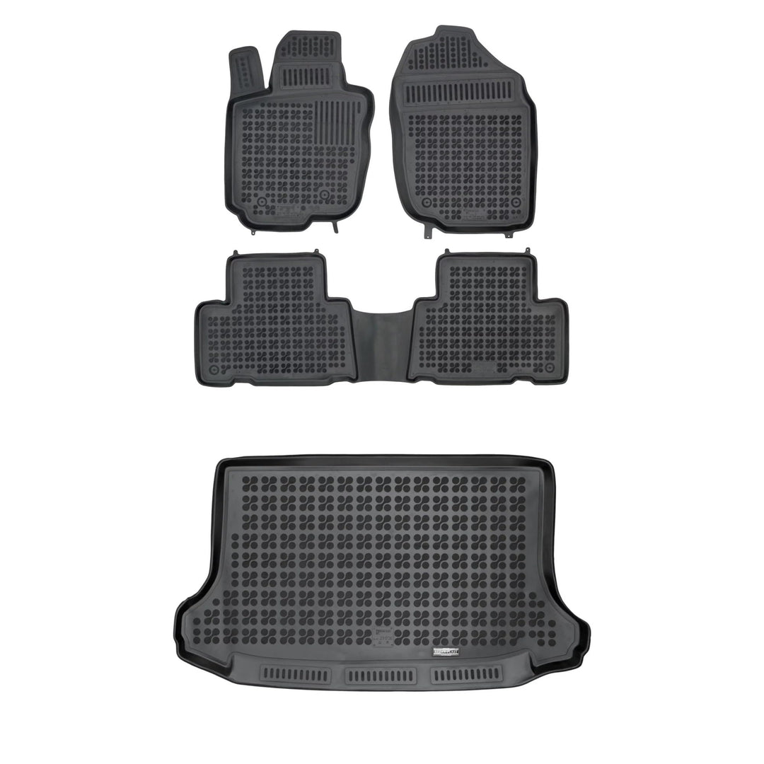 M MOTOS Satz Gummifussmatten und Kofferraummatten für Toyota RAV4 III 2006-2012 Verbessern Sie Ihren