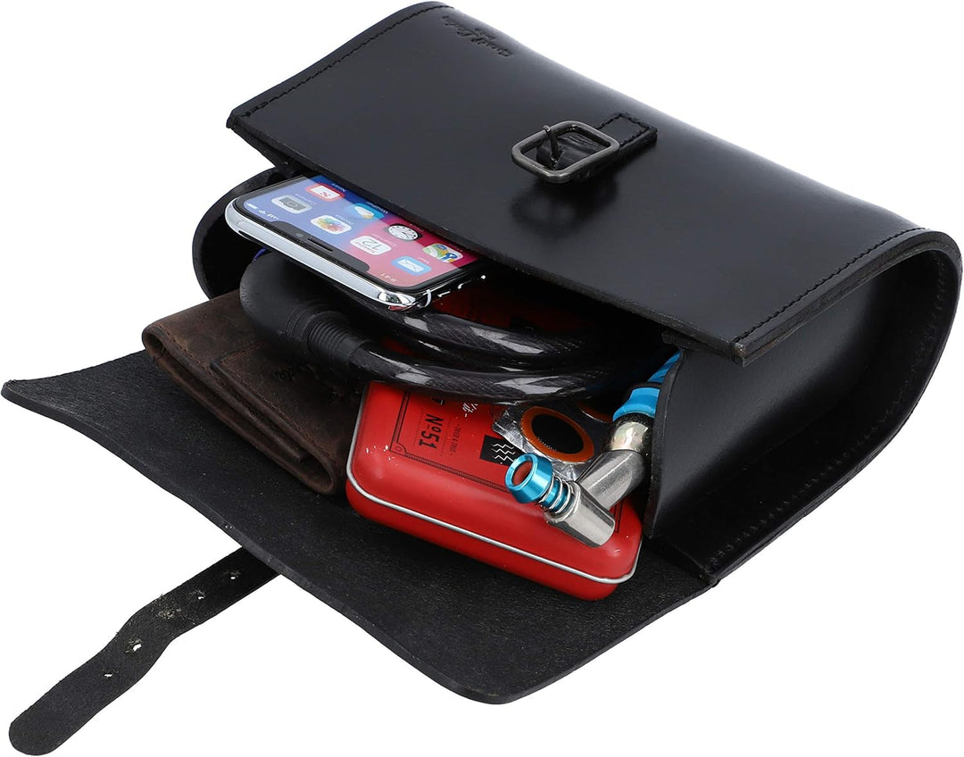 Gusti Satteltasche Leder - Marianne V. Damen und Herren Lenkertasche Ledertasche diebstahlsicher Fah