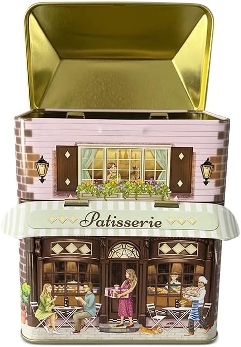 Dekorative Keksdose Stadthaus 12 x 7,5 x 15 cm, Volumen 1000 ml Backwaren, Backwaren