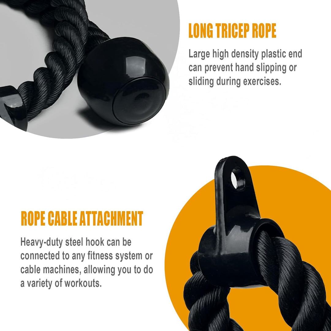 KORIKAHM langes Triceps Seil, Seil Pull Down Befestigung 120/140/160cm, Tricep Pull Down Seil für Ho
