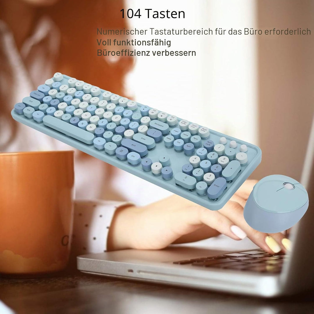 2.4G kabellose Tastatur Maus, Laptop Office Tastatur und Maus Combo, 1600 DPI Wireless Keyboard Mous