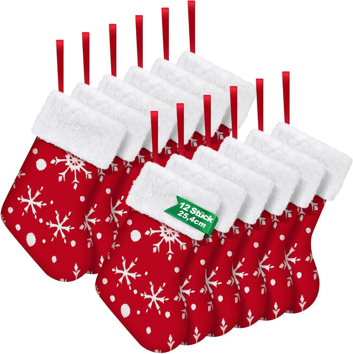 Klassischer Weihnachtsstrümpfe - 12 Stück Nikolausstrumpf Weihnachtsstrumpf für Weihnachten Hängende