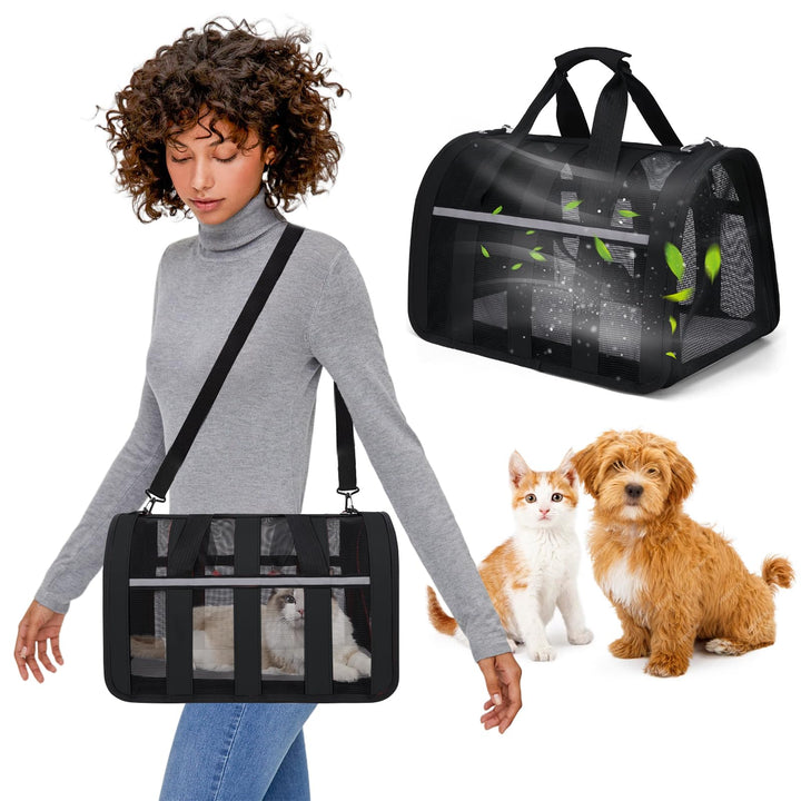 PETCUTE Transporttasche für Katze Hund,Hunde Transportboxen mit Reflektierenden Streifen,Faltbare Hu