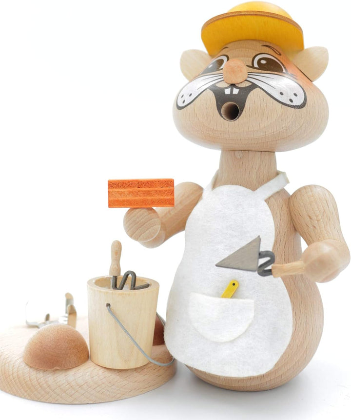 Kuhnert - Erzgebirgische Holzkunst Räuchermann Räucherfigur Hamster 18cm - Maurer, Maurer
