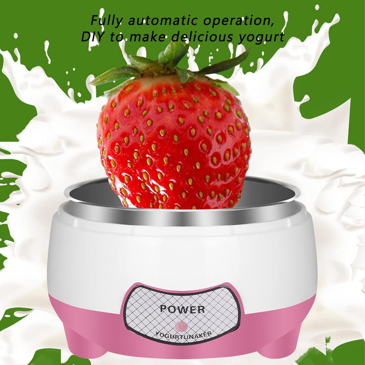 Qcwwy Elektrischer Joghurtbereiter, 15W 1L Rosa Mini Tragbarer Joghurtbereiter 360 ° Heizung Automat