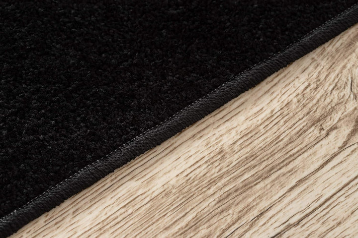 Einfarbiger Teppich Trendy für Zimmer, Wohnzimmer, Schlafzimmer, Teppichboden Auslegware, schwarz, V