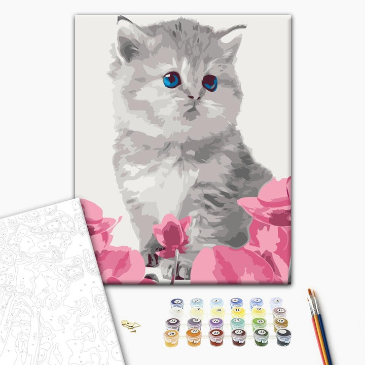 murando - Malen nach Zahlen Katze 40x60 cm Malset mit Holzrahmen auf Leinwand für Erwachsene Kinder