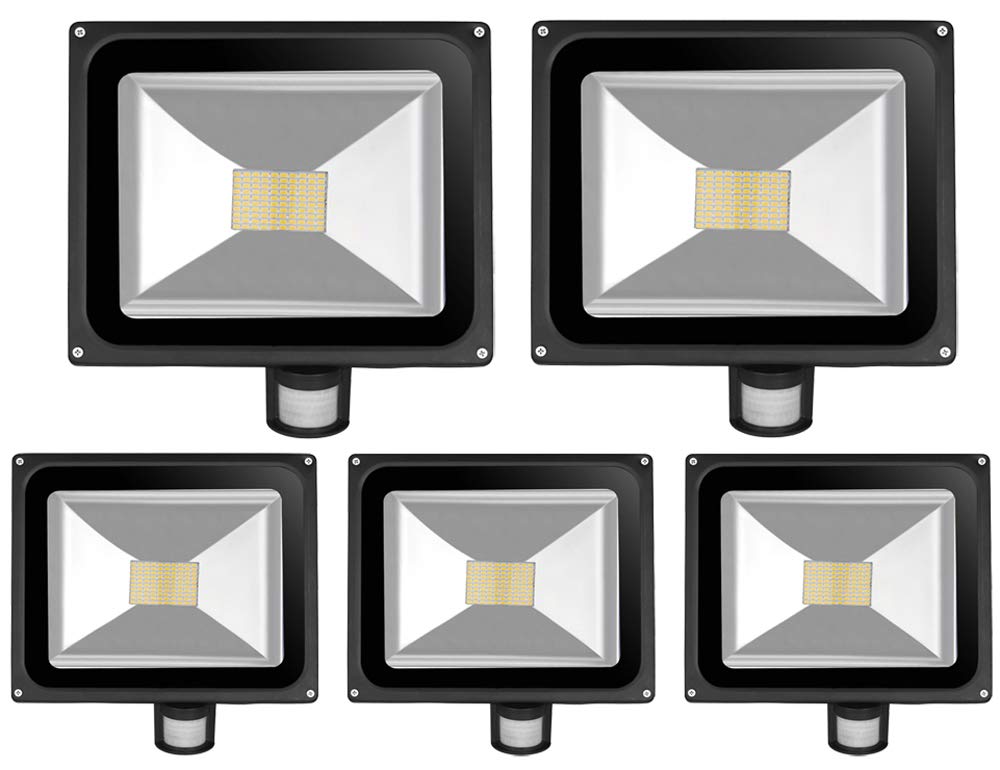5pcs 80W LED SMD Strahler Fluter Aussen Flutlicht Strahler mit PIR Bewegungsmelder Fluter Wasserdich