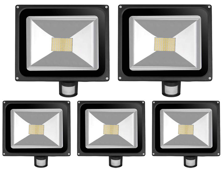 5pcs 80W LED SMD Strahler Fluter Aussen Flutlicht Strahler mit PIR Bewegungsmelder Fluter Wasserdich