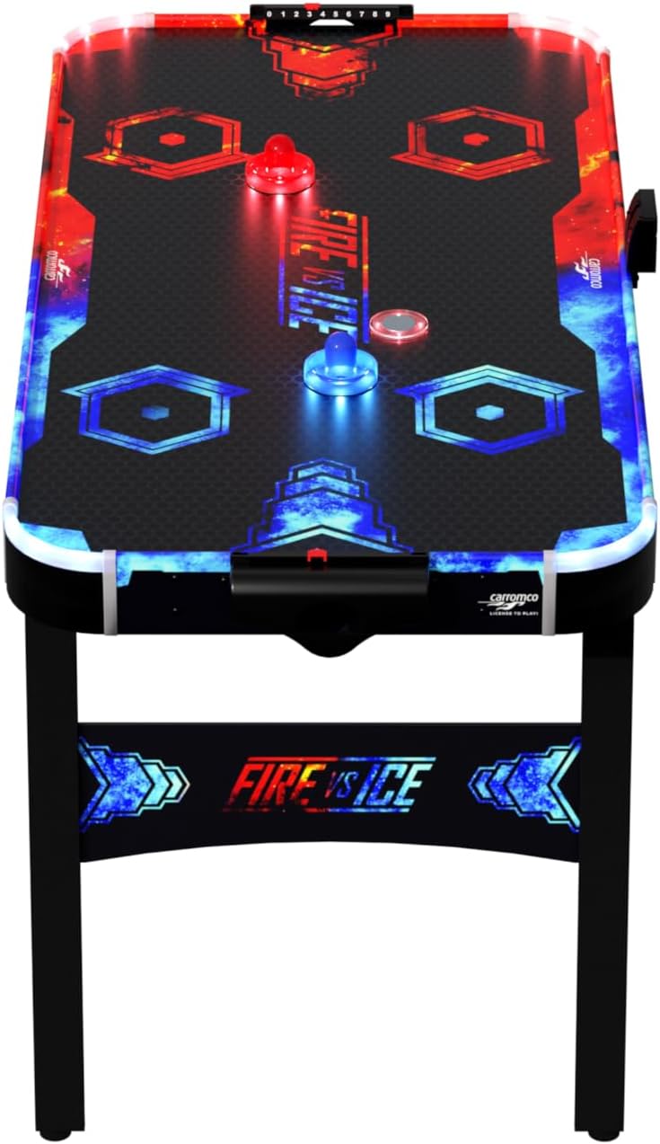 Carromco Airhockey Tisch Fire & Ice - Air hockey Spieltisch mit LED Lichteffekten - LED Air Hockey m