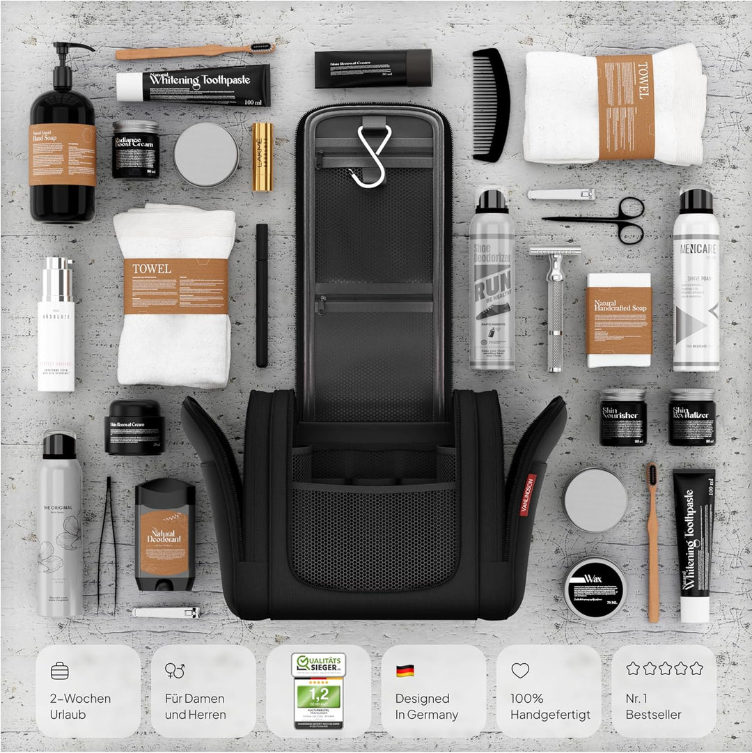 Kulturbeutel XXL [9 Liter Stauraum, Design 2025] - Kulturtasche, Kosmetiktasche Gross zum Aufhängen,