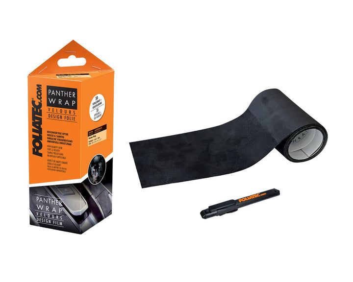 Foliatec Cockpit Designfolie Panther Wrap Wildleder Optik Folie für Auto Cockpit, schwarz, 15 x 140