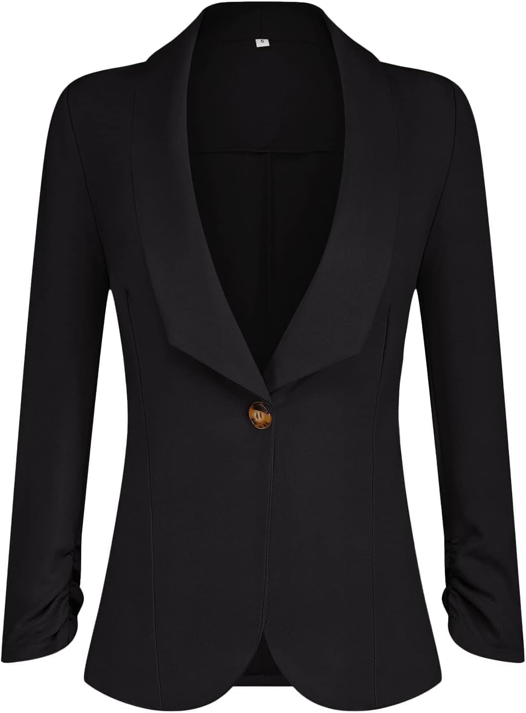 PrinStory Blazer Für Damen 3/4 Geraffte Ärmel Blazer Geschäft Büro Blazer Anzug Sportlich Jack Trenc